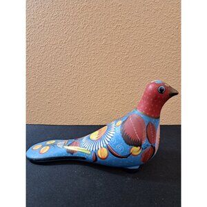 Tonala Mexican Ceramic Bird Figurine Folk Art Vibrant Colors Hand-Painted